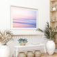 boho coastal entryway decor featuring pastel pink minimal abstract sunrise beach photograph by Wright and Roam