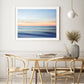 modern coastal dining room decor featuring indigo blue abstract minimal ocean photograph by Wright and Roam