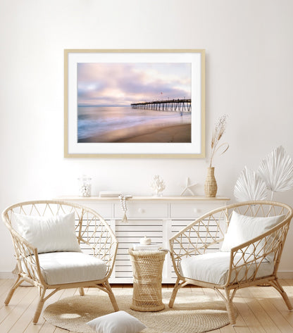 Coastal Living Room Decor, Large Wood Frame Wall Art Photograph by Wright and Roam