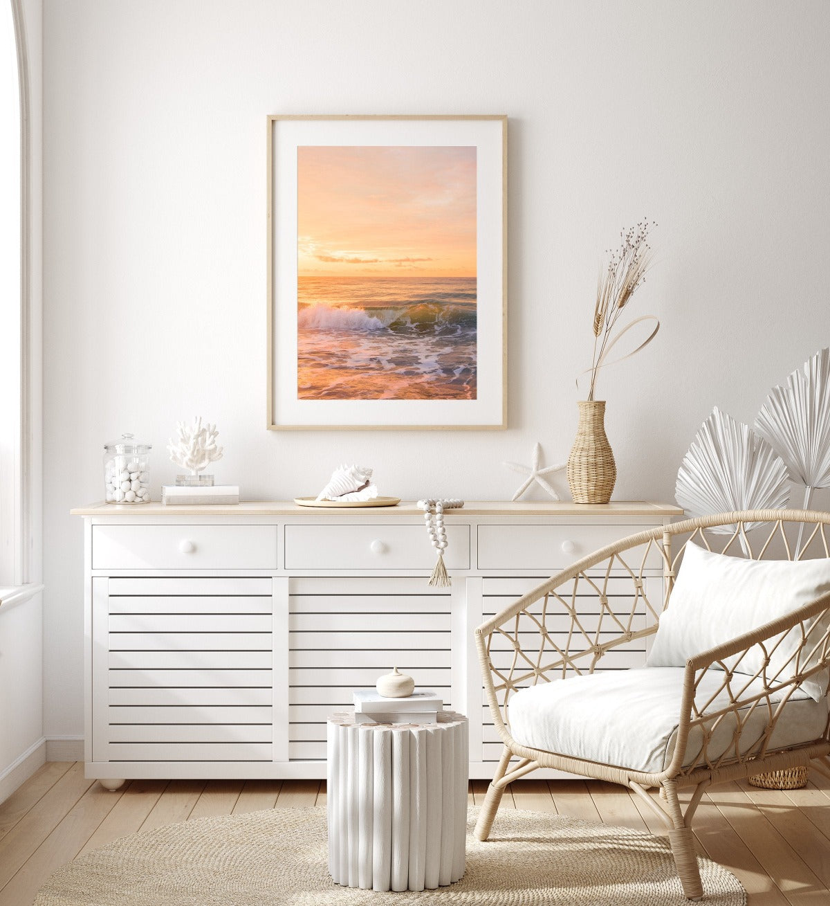 coastal bedroom decor sunrise beach print