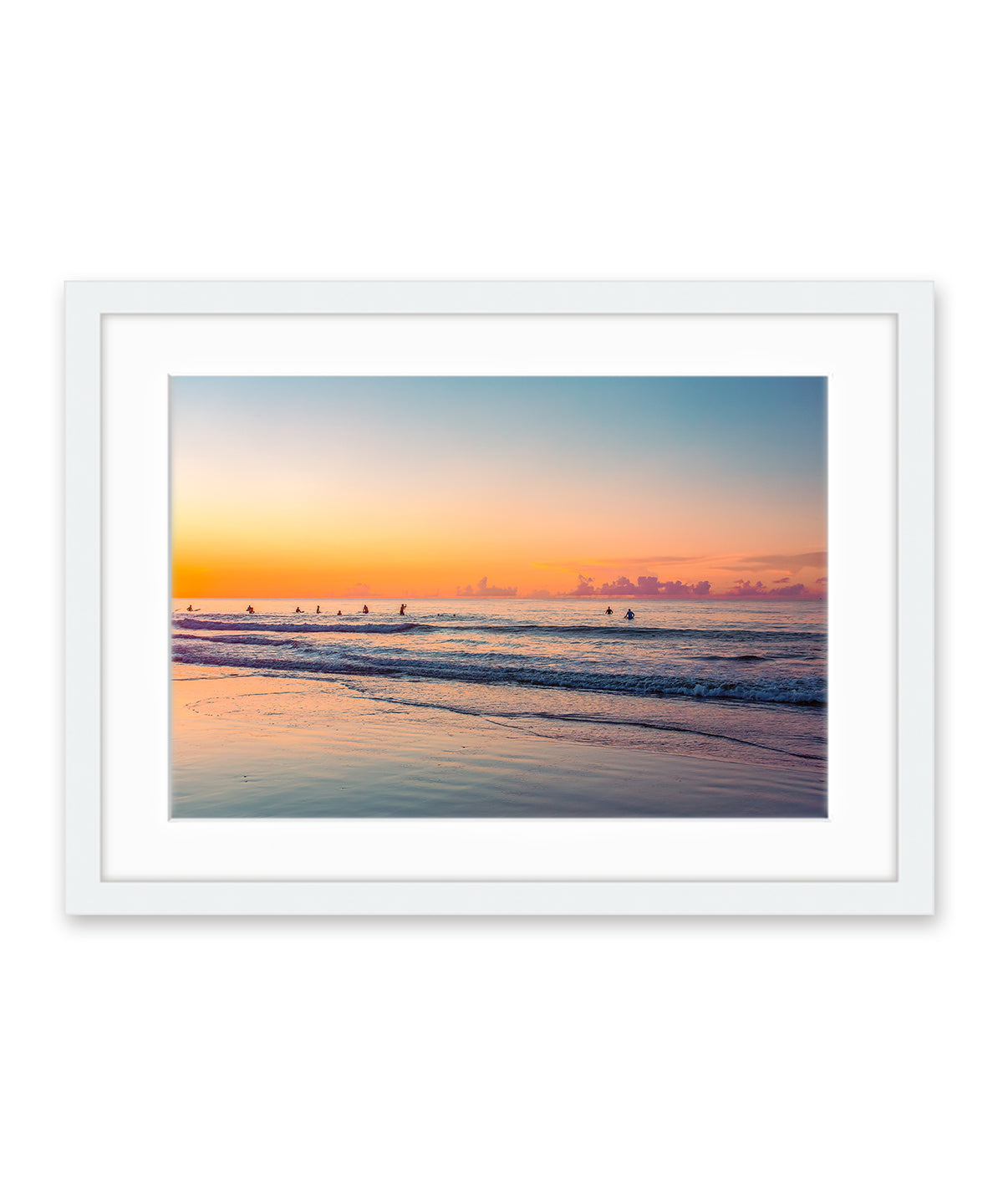 rainbow sunrise wrightsville beach, white frame