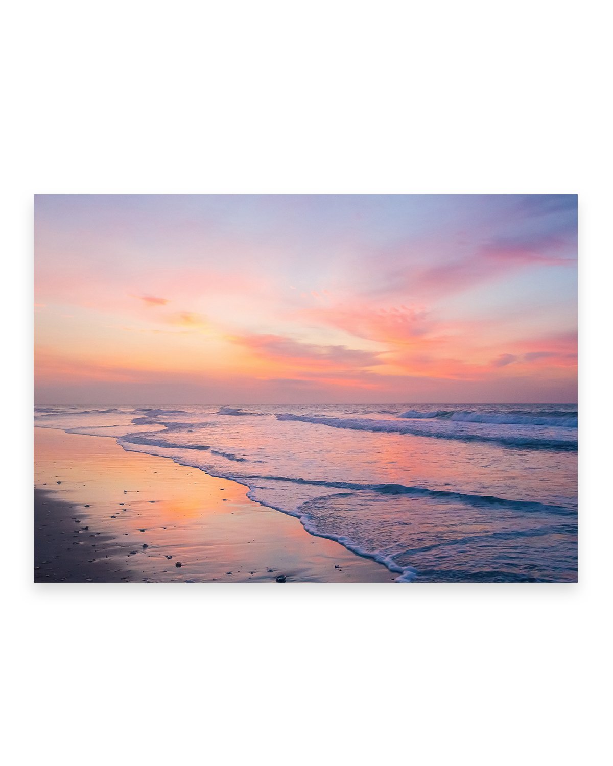colorful pink and purple sunrise Wrightsville beach photograph by Wright and Roam
