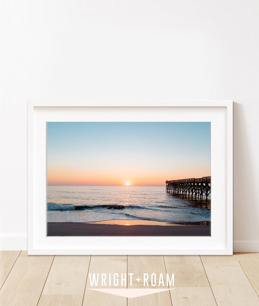 Teal Blue Sunrise Wrightsville Beach Photograph, by Wright and Roam