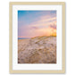 sunset beach sand dunes, wood frame 
