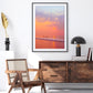modern living room decor, colorfu framed beach print