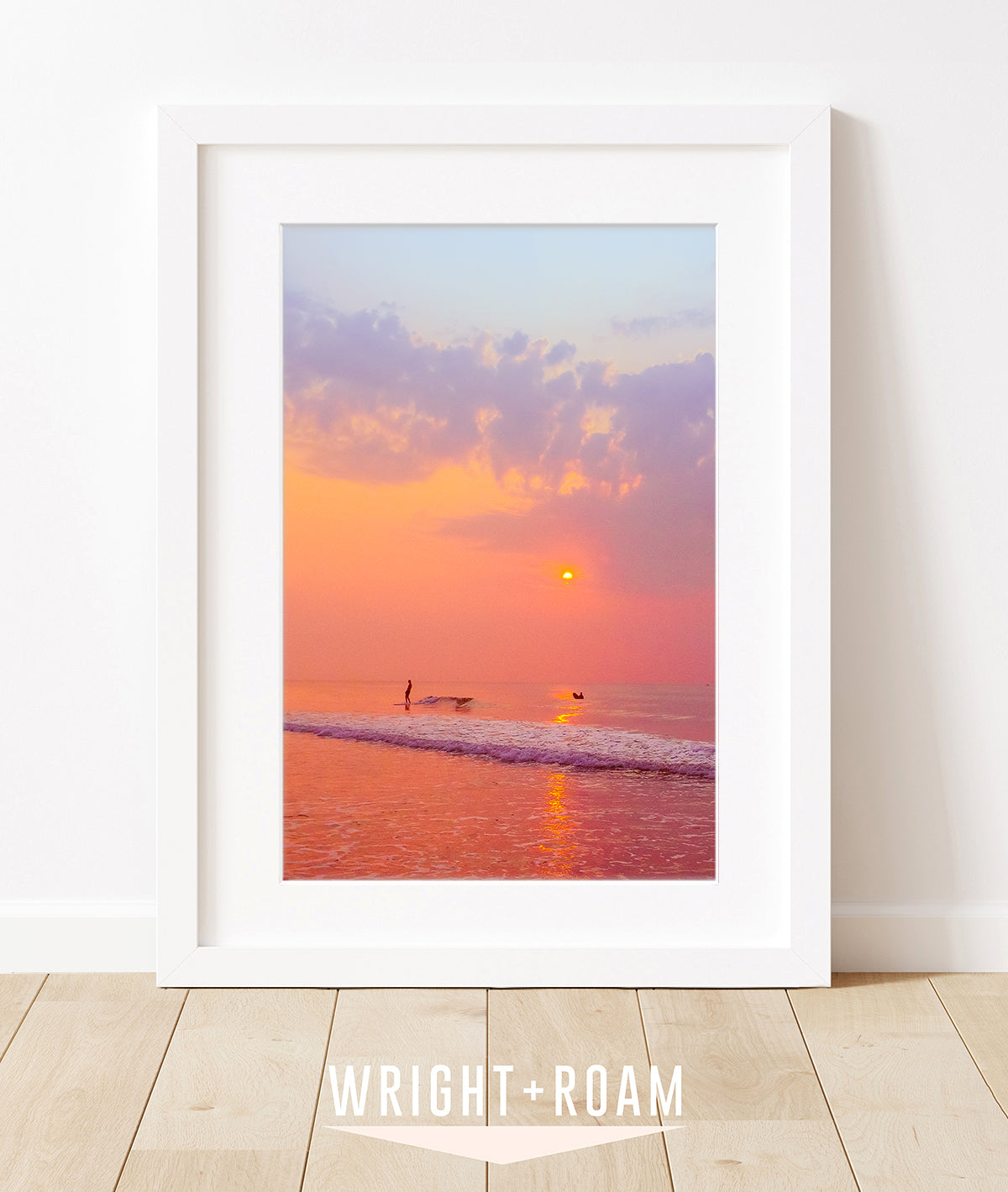 colorful surf print, sunrise beach photograph