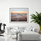 modern living room decor featuring large sunset beach photograph by Wright and Roam
