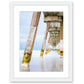 blue pier beach photograph, white wood frame by Wright and Roam