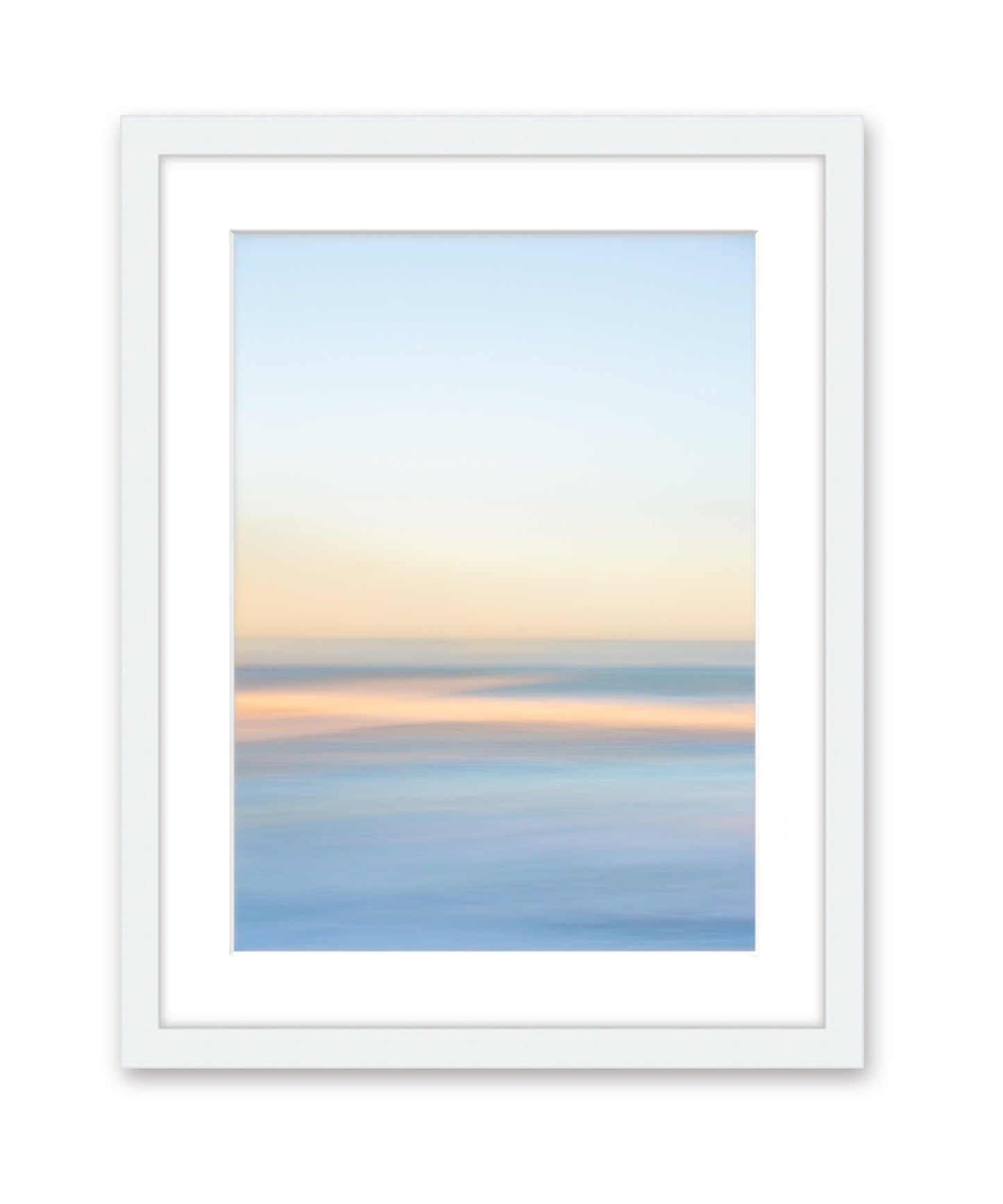 Abstract Minimal Print, Blue Yellow Beach Photograph, white Wood Frame, Wright and Roam