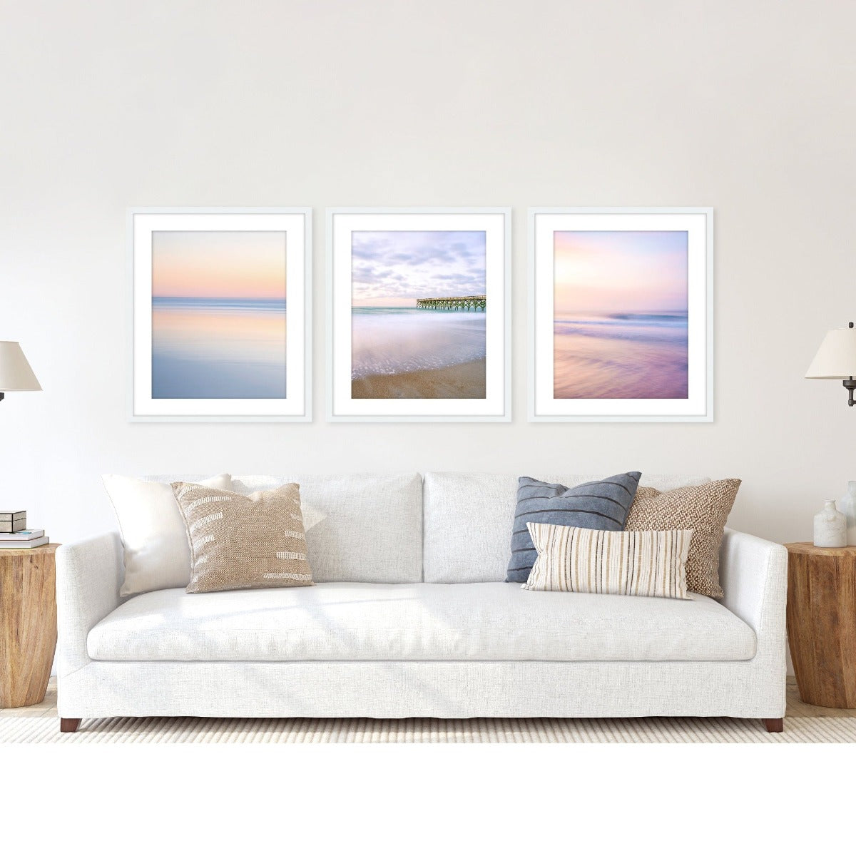 Pink Abstract Beach Prints, Set of 6, Gallery Wall