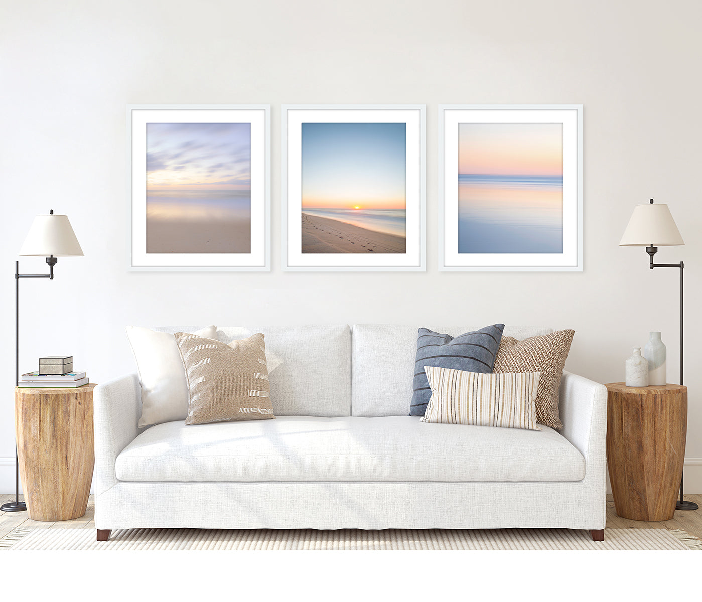 set of 3 neutral abstract beach prints, Coastal living room decor