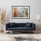 living room decor, large aerial waves photograph