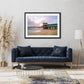 modern living room decor featuring framed beach photograph by Wright and Roam