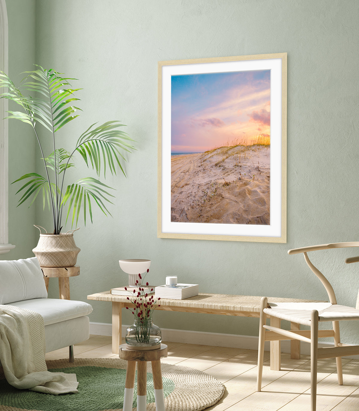 colorful coastal boho living room decor, wright and roam photograph