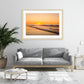 modern living room decor, large sunrise beach art