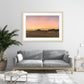 modern living room decor, sunset large wall art photograph by Wright and Roam