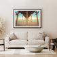 modern living room decor featuring large pier sunset beach photograph by Wright and Roam