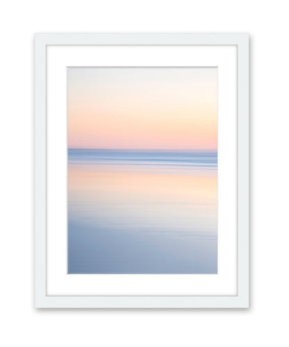 abstract minimal print, sunrise beach photograph, white frame by Wright and Roam
