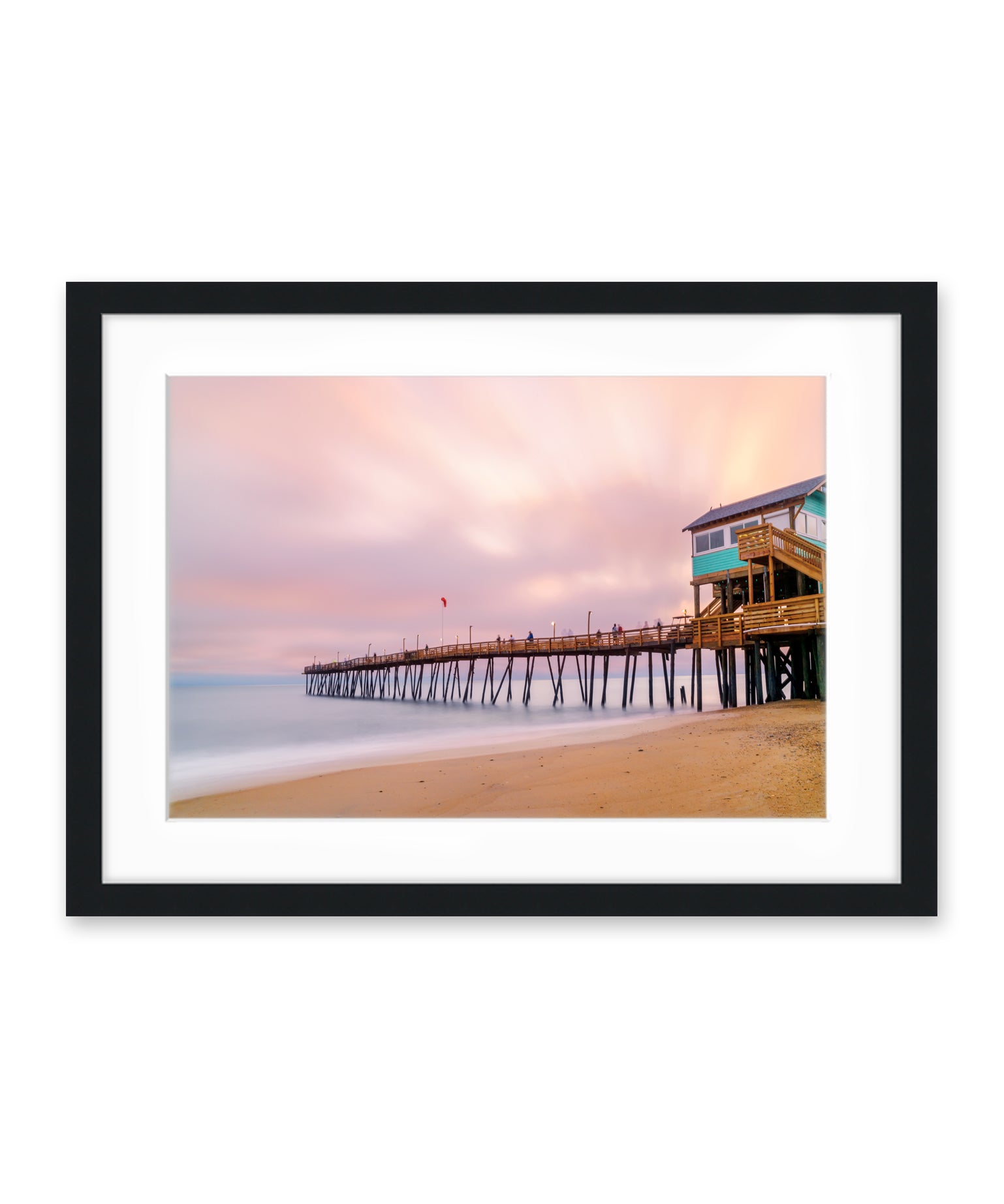 outer banks, avalon pier north carolina, sunrise beach photography by wright and roam, black wood frame