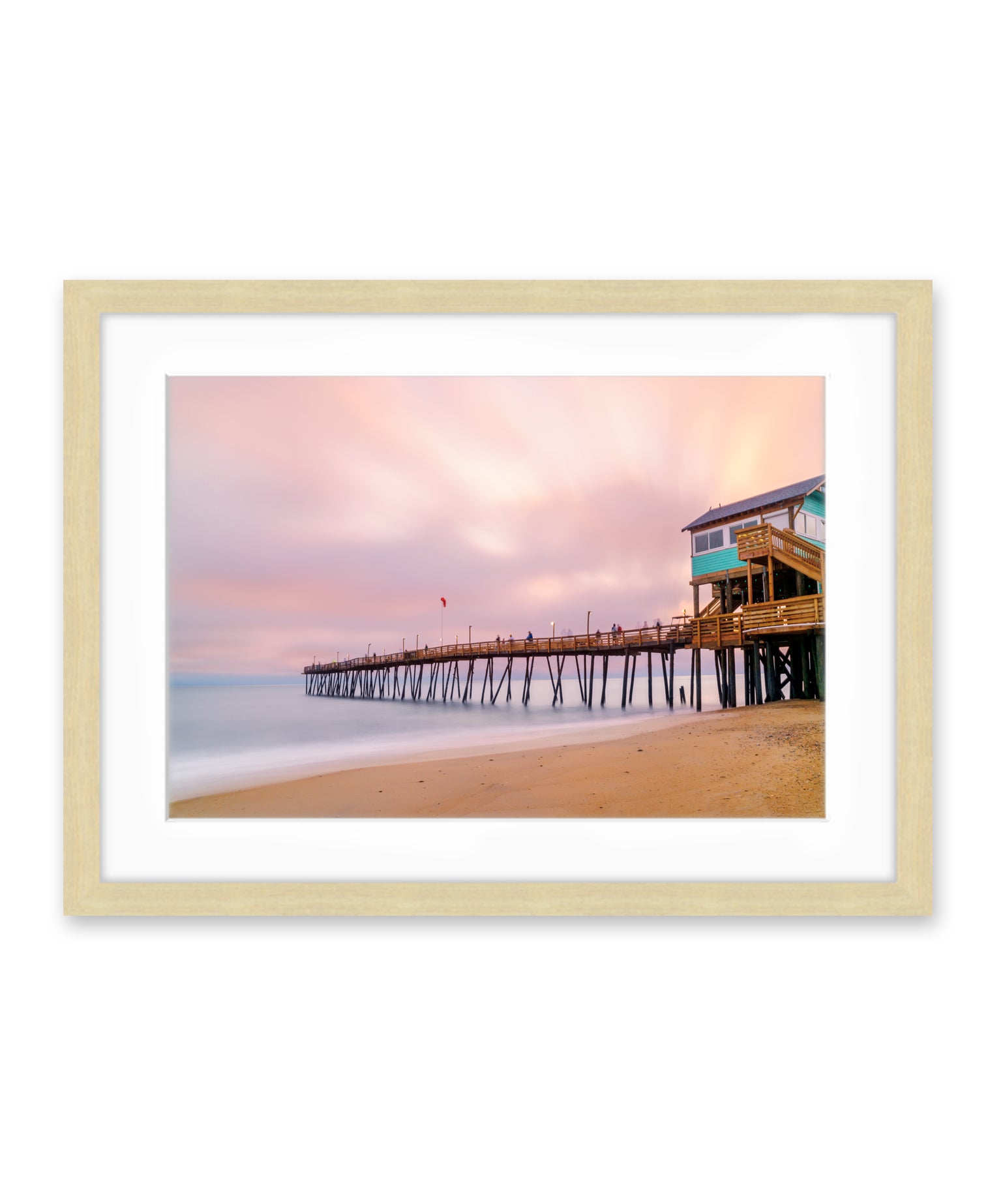 outer banks, avalon pier north carolina, sunrise beach photography by wright and roam, wood frame