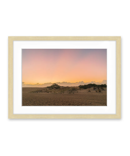 outer banks, jockeys ridge sunset dunes photograph by wright and roam, wood frame