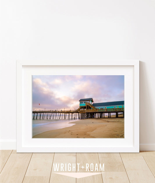 outer banks, avalon pier photograph, beach wall art by Wright and Roam
