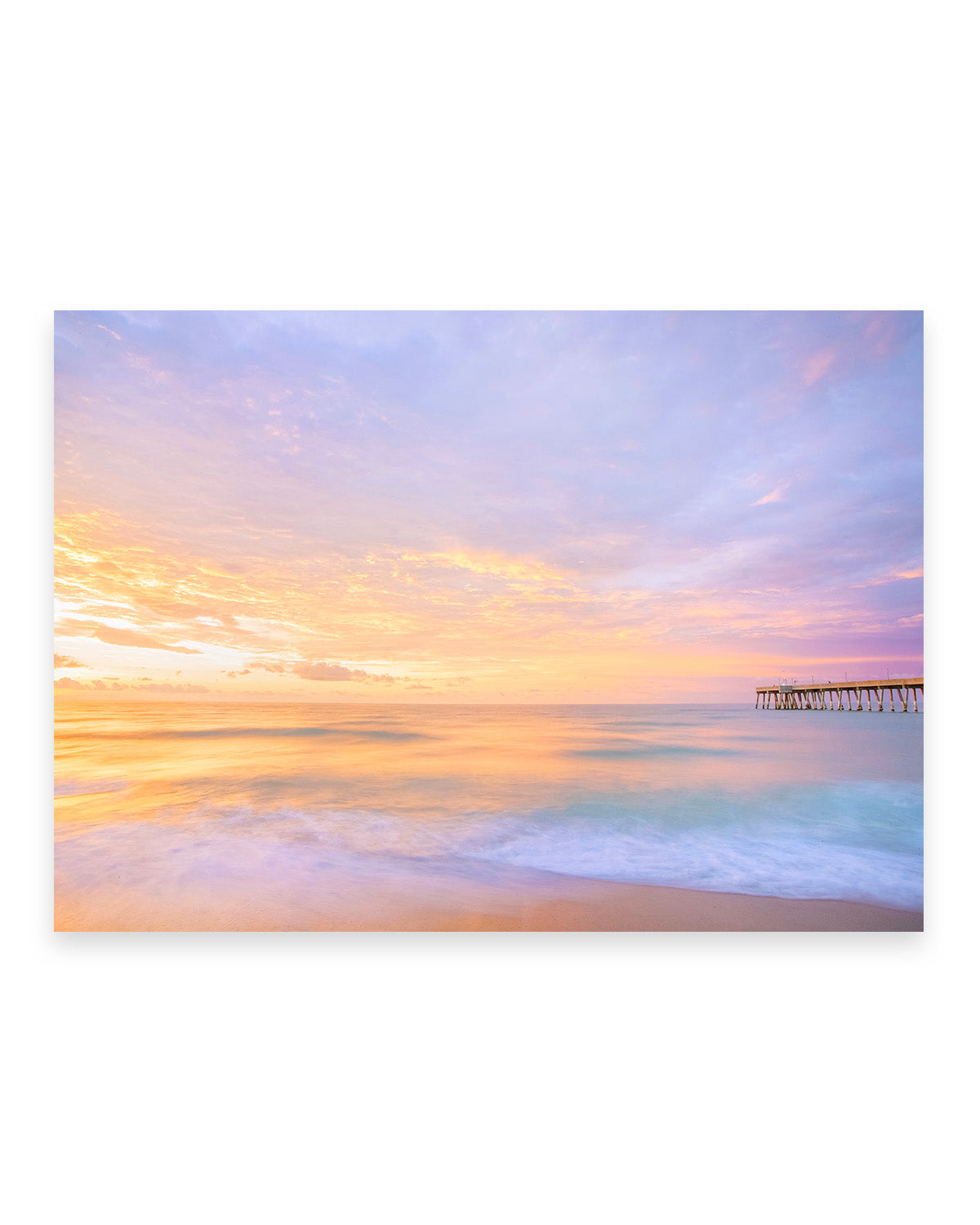 colorful pastel purple and blue sunrise Wrightsville beach photograph by Wright and Roam