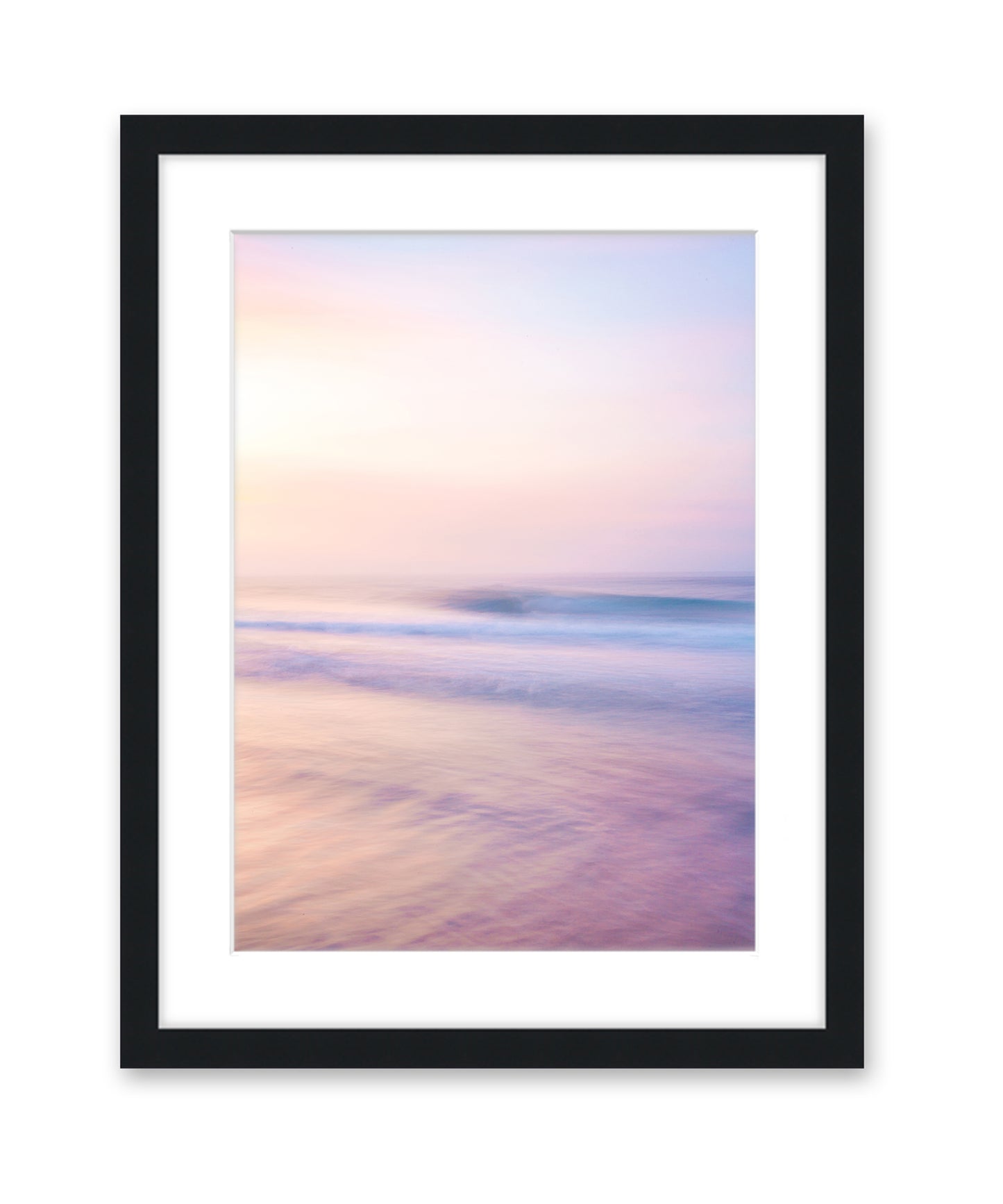 Pastel Pink and Purple Abstract Minimal Art Print, Beach Photograph, Black Frame by Wright and Roam