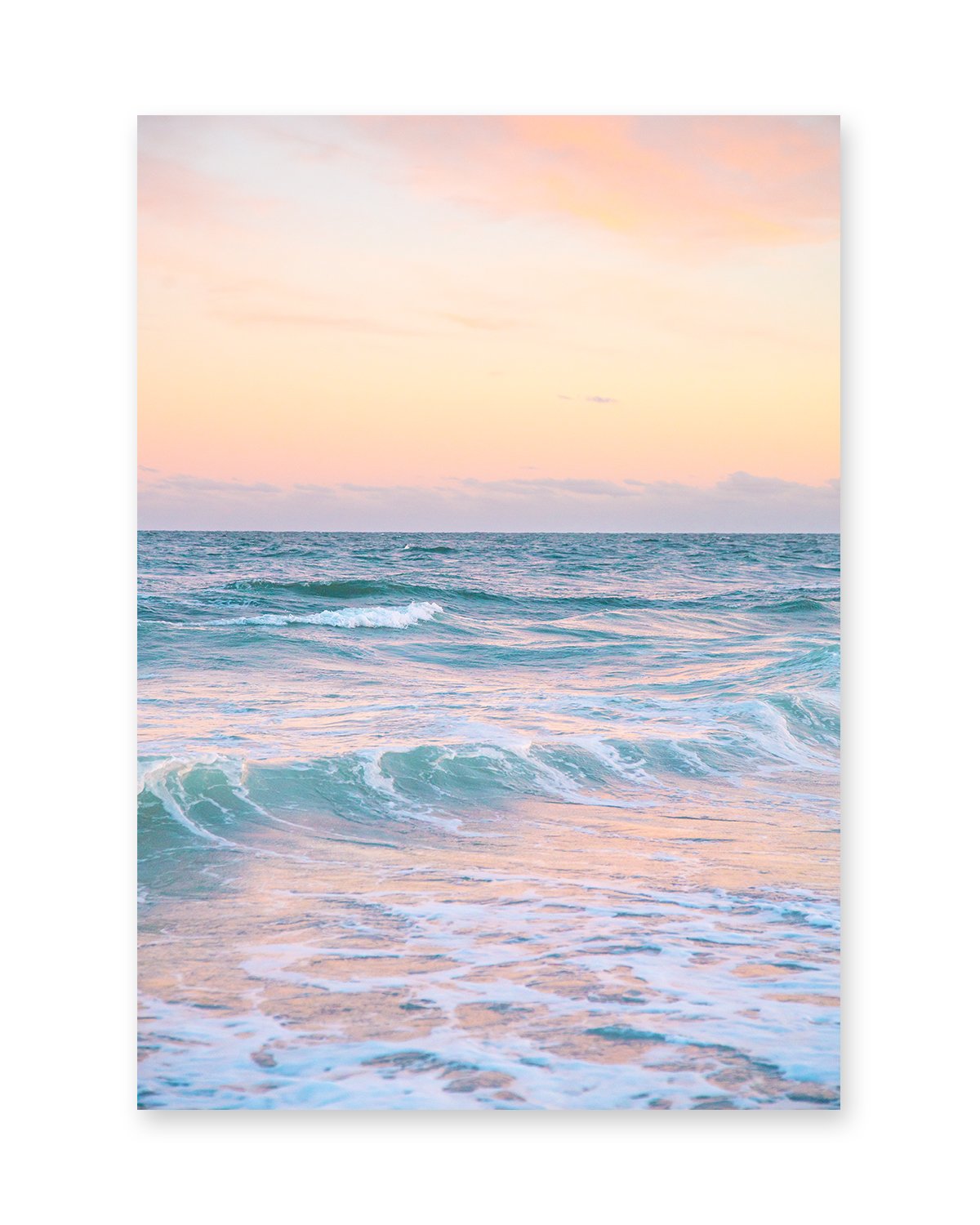 blue yellow pastel waves ocean photograph by Wright and Roam