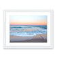 blue rainbow sunset beach photograph, white frame, by Wright and Roam