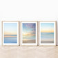 set of 3 pastel blue abstract beach photographs, wright and roam