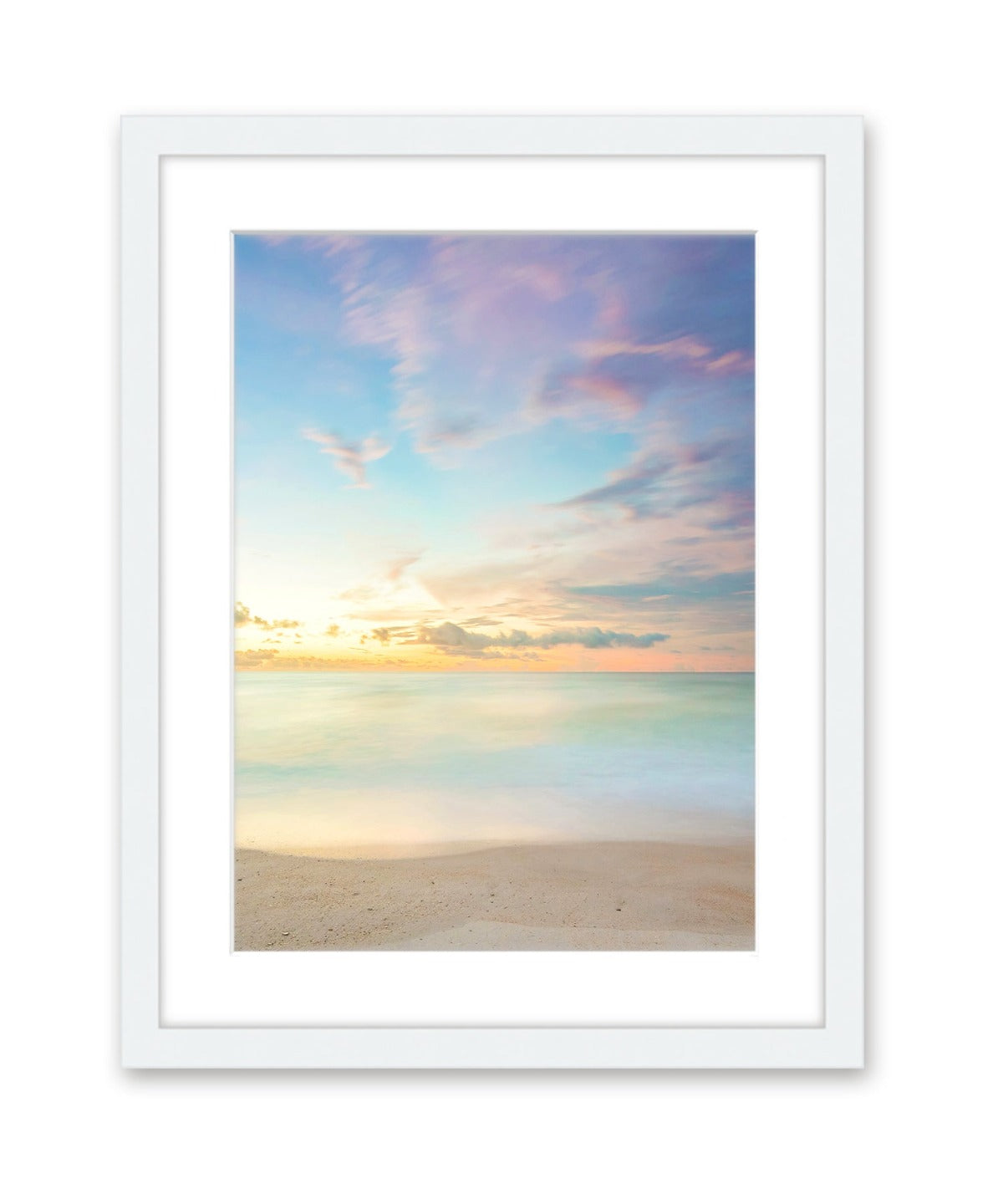 Pastel Abstract Sunrise Wrightsville Beach Photograph, White Frame by Wright and Roam