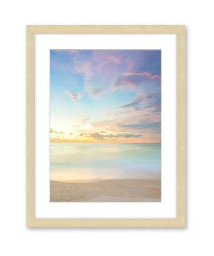 Pastel Abstract Sunrise Wrightsville Beach Photograph, Natural Wood Frame by Wright and Roam