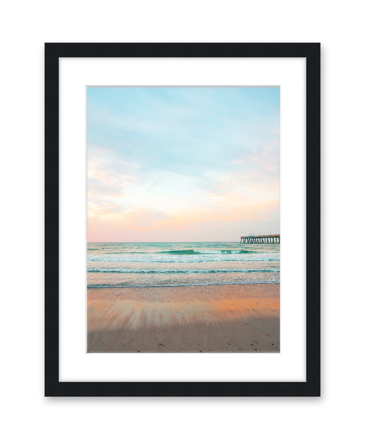 Blue Beach Photograph, Black Frame by Wright and Roam