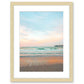 blue beach photograph, natural wood frame wright and roam
