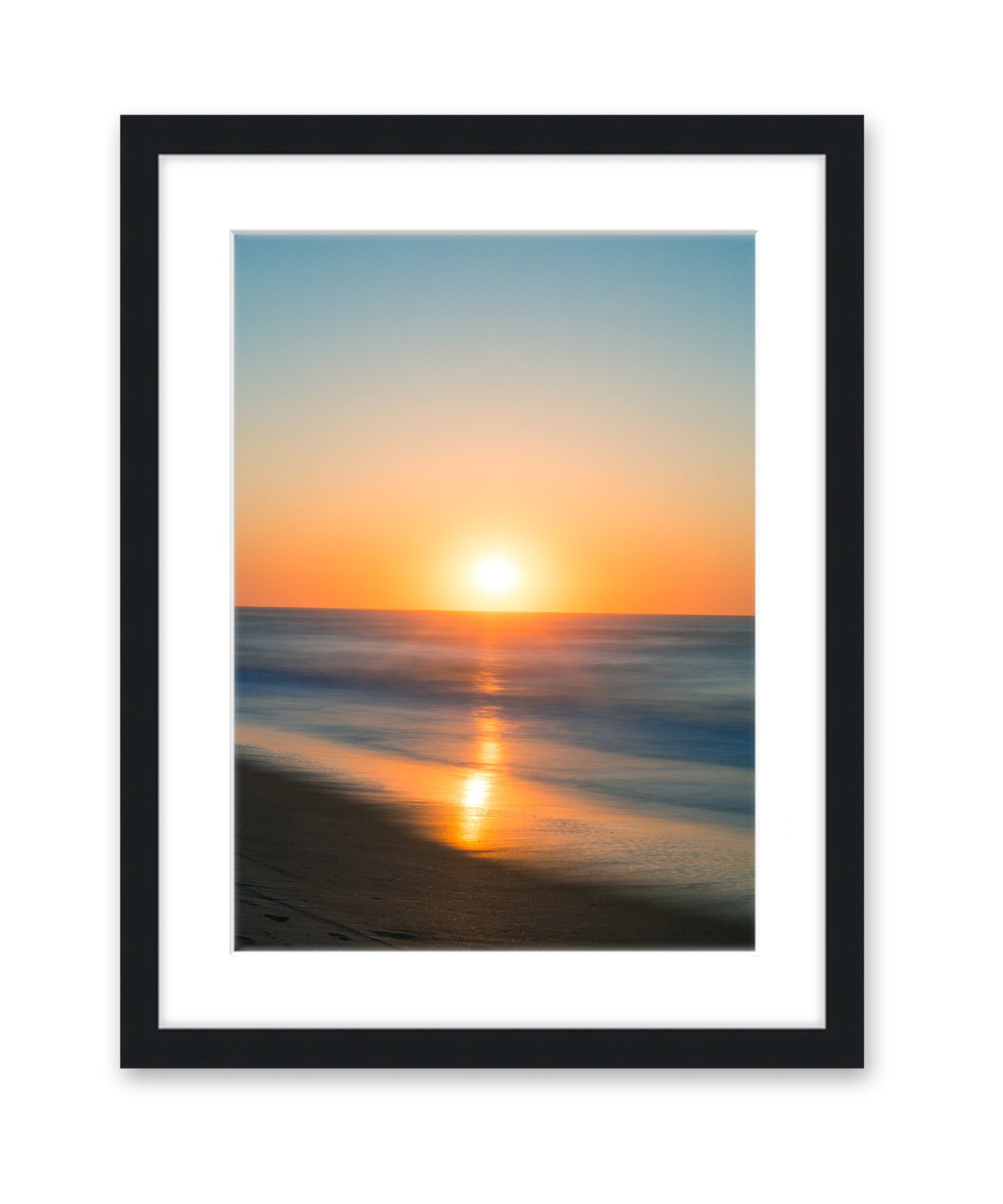 sunrise beach print, black frame by wright and roam
