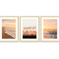 warm sunset beach photograph, set of 3, natural wood frames by Wright and Roam