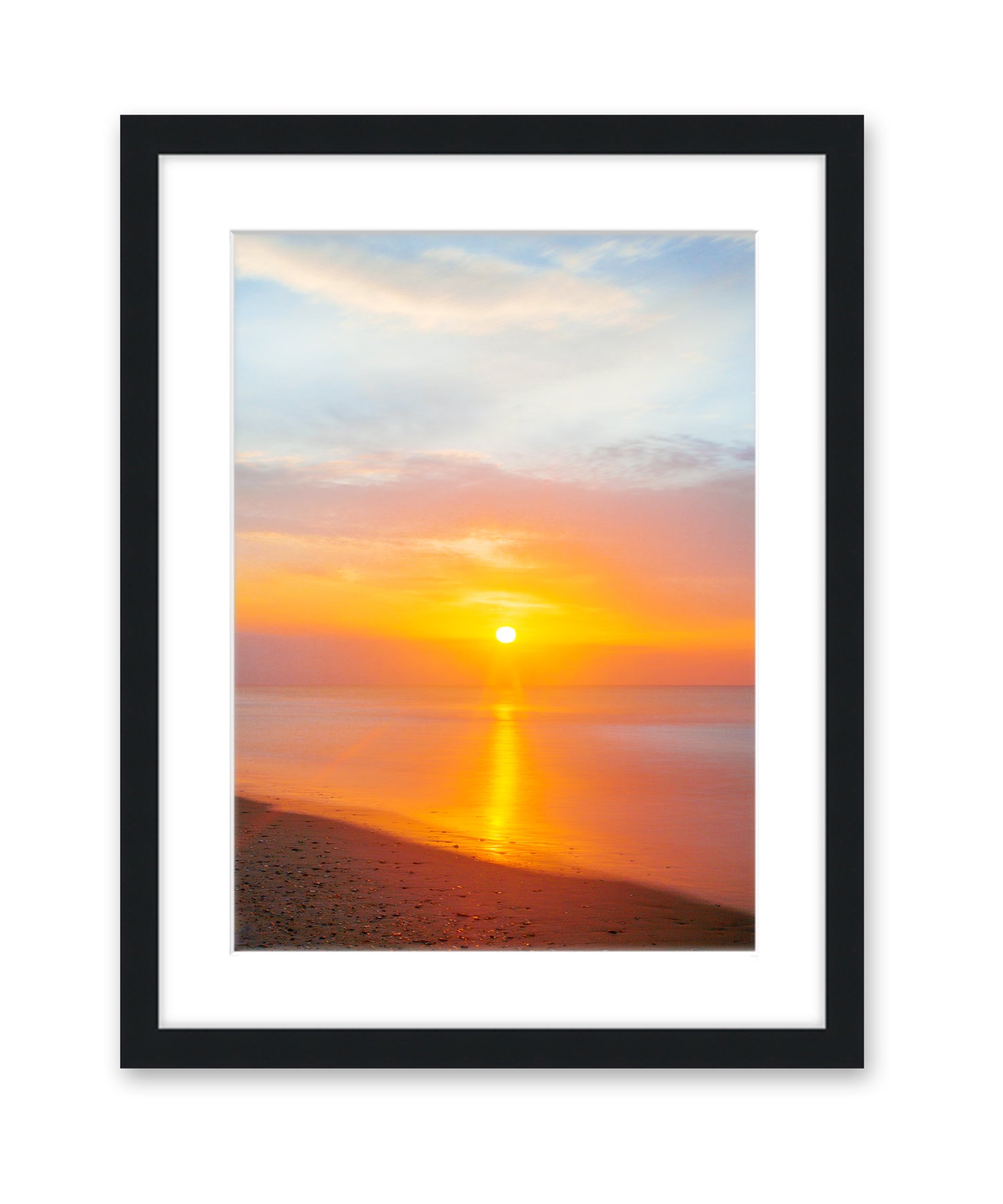 Colorful Sunrise Wrightsville Beach Photograph, Black Wood Frame by Wright and Roam