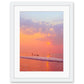 sunrise surf beach print, white frame