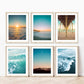 set of 6 teal sunset beach prints, Wright and Roam