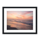 warm colorful sunrise beach photograph, black frame by Wright and Roam