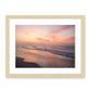 warm colorful sunrise beach photograph, natural wood frame by Wright and Roam