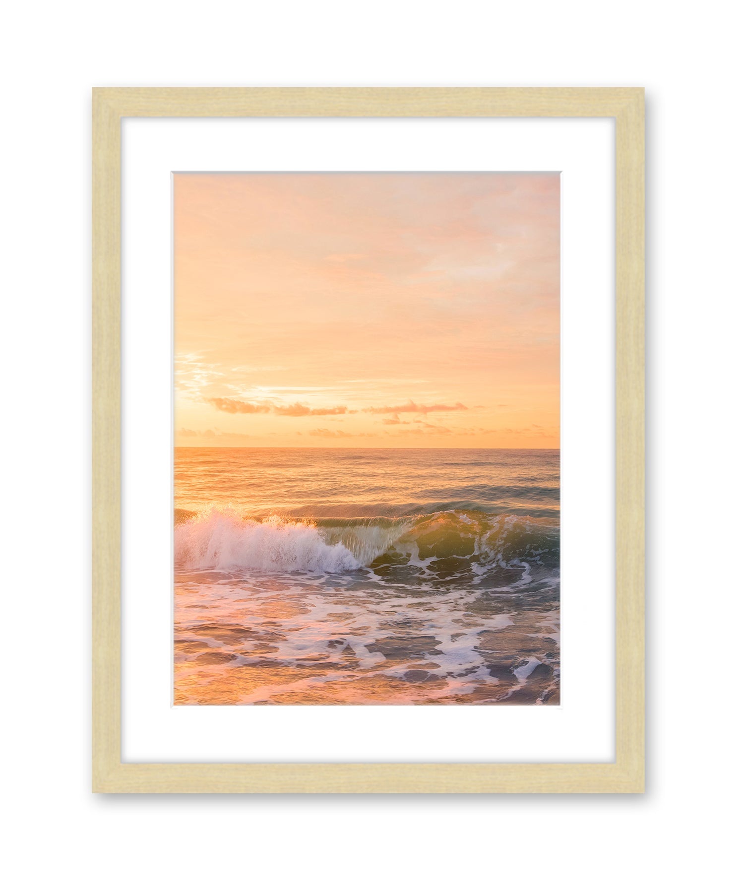 golden wave photograph Natural Wood frame by Wright and Roam