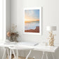White Desk Office Decor, Pastel Blue Sunrise Beach Photograph by Wright and Roam