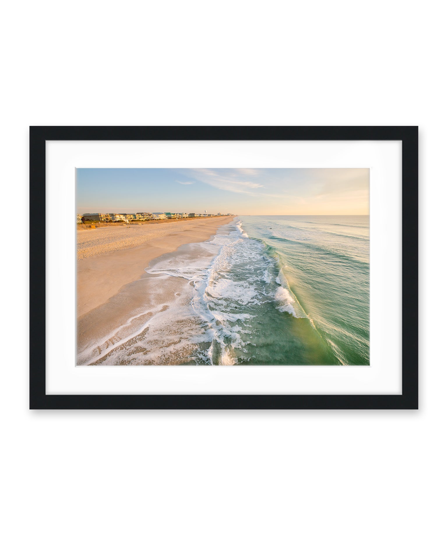 wrightsville beach, aerial ocean photograph, black frame