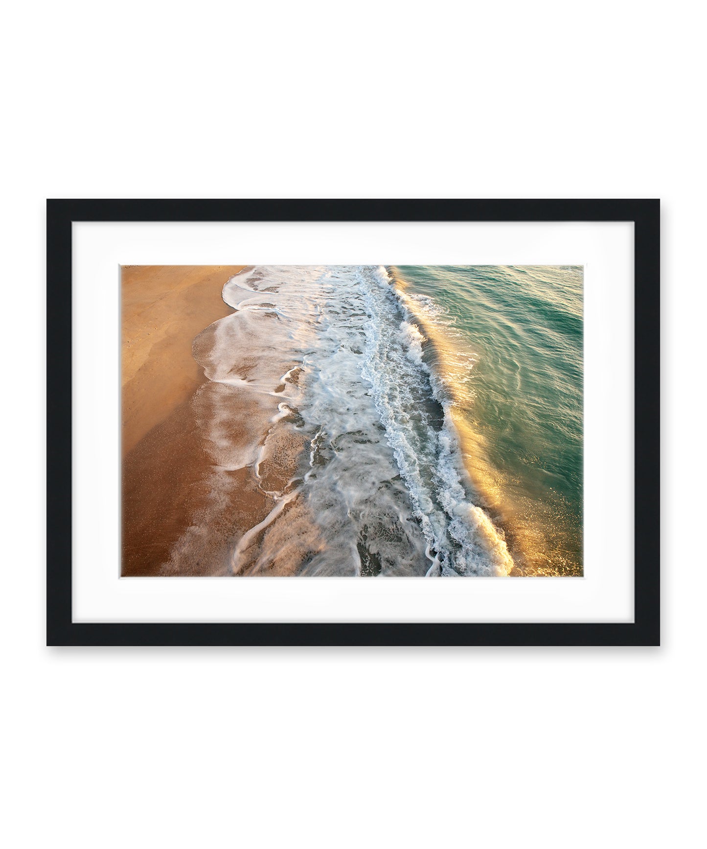 aerial waves wrightsville beach photograph, black frame