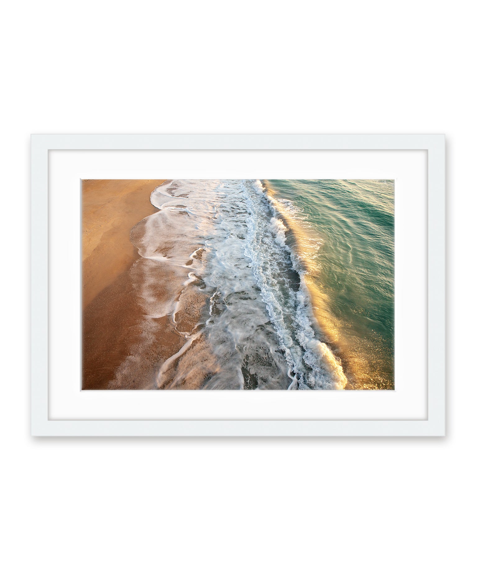 aerial waves wrightsville beach photograph, white frame