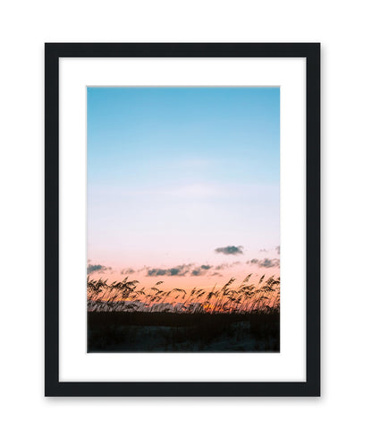 Blue Sunset Beach Print, Black Frame by Wright and Roam