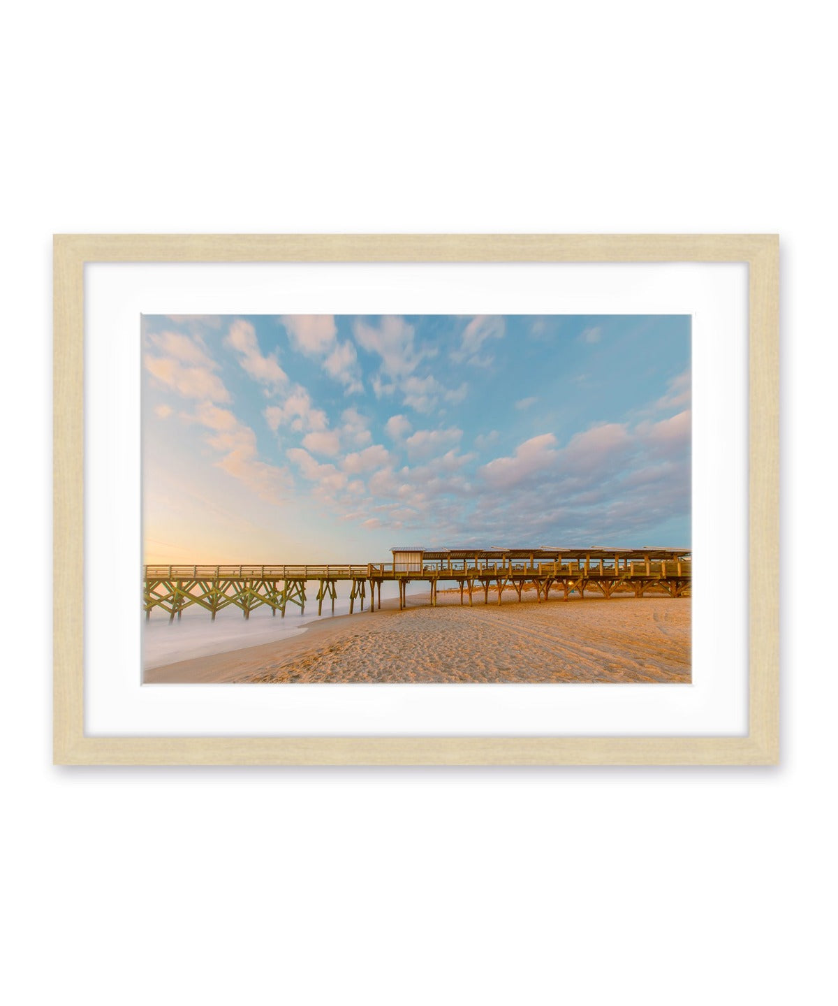 wood frame wrightsville beach sunrise pier photograph