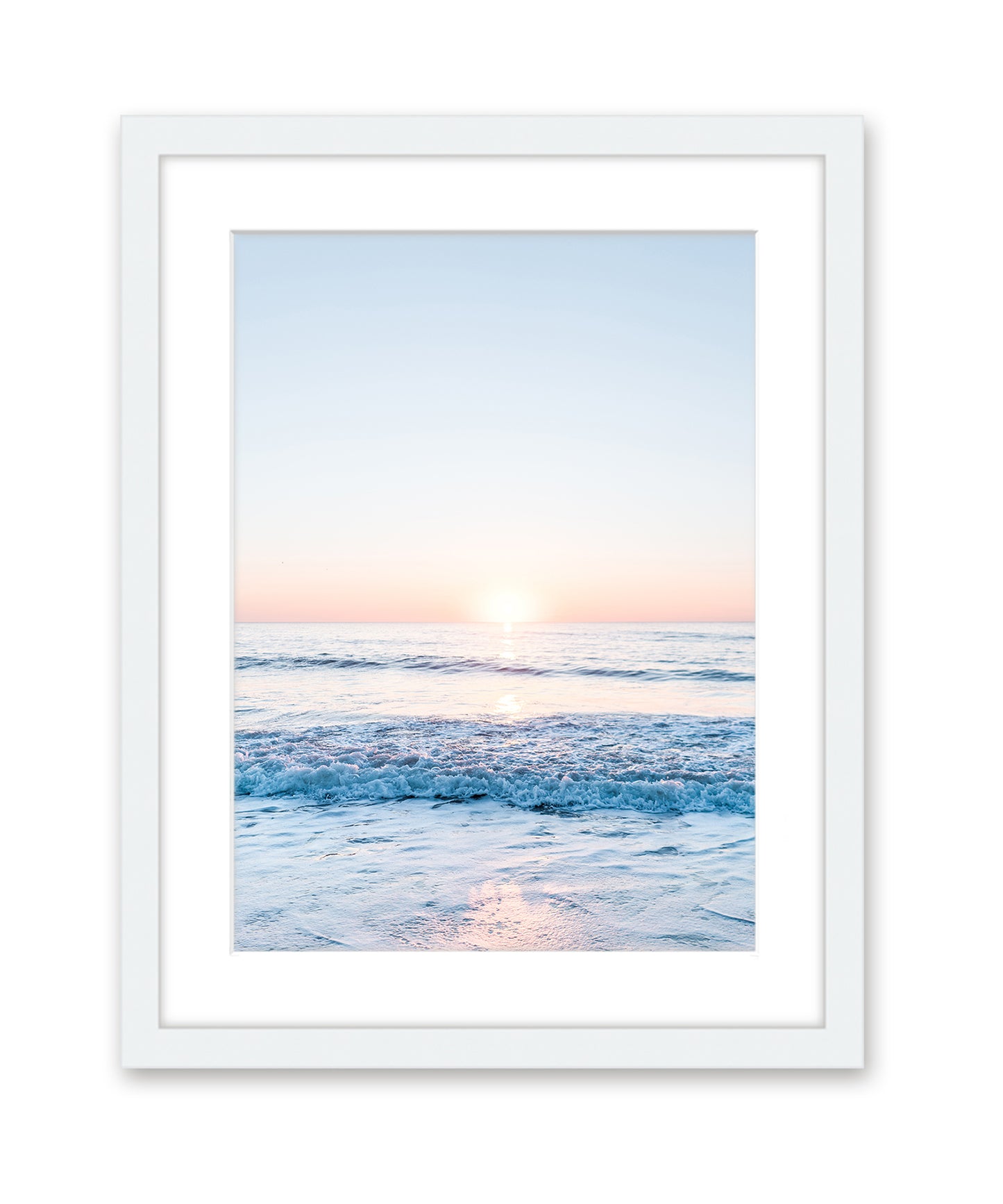 Pastel Blue Wrightsville Beach Photograph, White Wood Frame by Wright and Roam